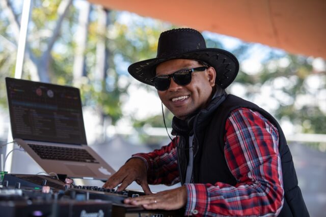cowboy disco hat at music festival