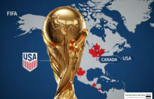 FIFA World Cup 2026 Dates: 104 Matches, June 11-July 19 FIFA World Cup 2026 trophy in front of a North American map
