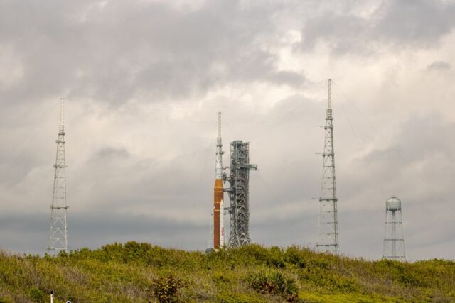 NASA SLS rocket on launchpad