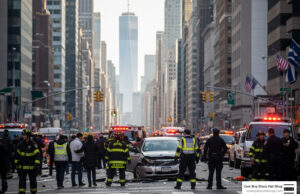 Out-of-Control Driver Crashes into Pedestrians on NYC Sidewalk, Leaving Two Dead Out-of-Control Driver Crashes into Pedestrians on NYC Sidewalk emergency responders Manhattan