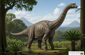 Everything You Need to Know About Southeast Asia’s Largest Dinosaur Nagatitan chaiyaphumensis life-sized reconstruction in Cretaceous forest