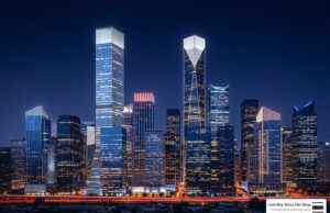 The Big Tech Theory and How It Works Technology - futuristic 2026 smart city skyline at night with glowing lights