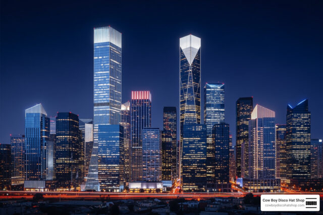 Technology - futuristic 2026 smart city skyline at night with glowing lights